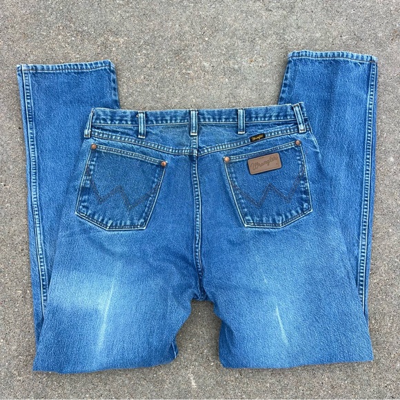 Wrangler 13MWZ Cowboy cut original fit blue jeans 38x36 faded worn in - Picture 1 of 8